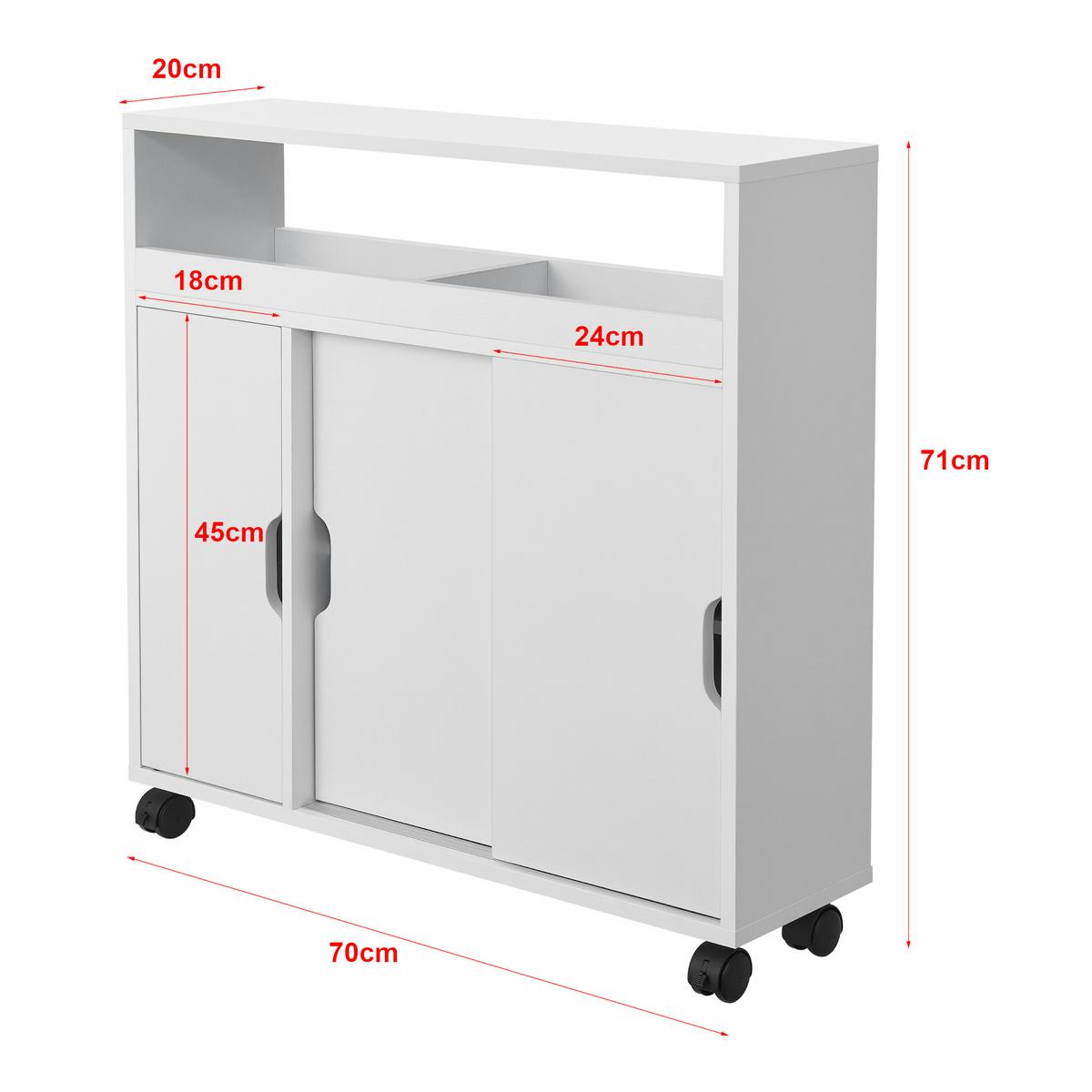 SEITENSCHRANK Lumijoki - Weiß, Holzwerkstoff (70/71/20cm) - [en.casa]