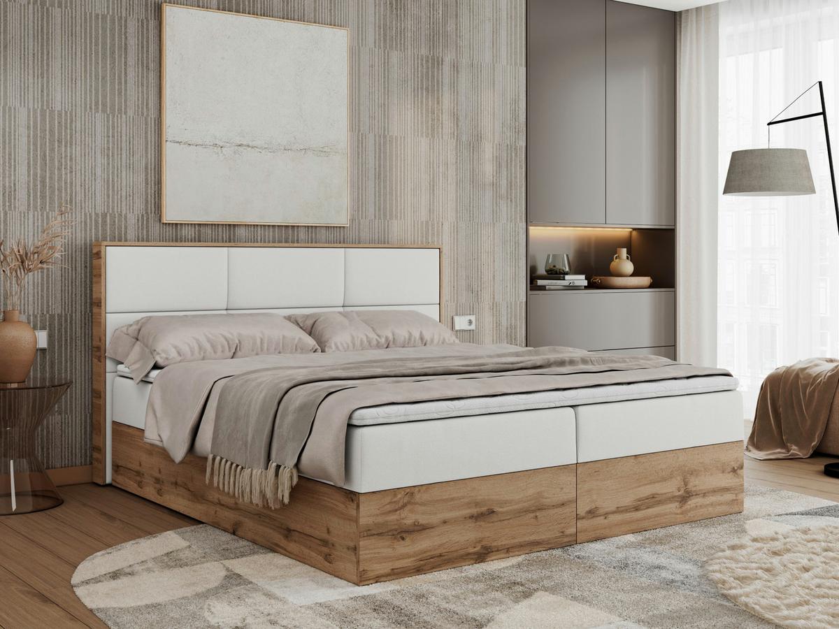 BOXBETT ALBERO 2 - 140/200 Weiß Kunstleder - H4 - Weiß, Holz/Textil (140/200cm) - MKS