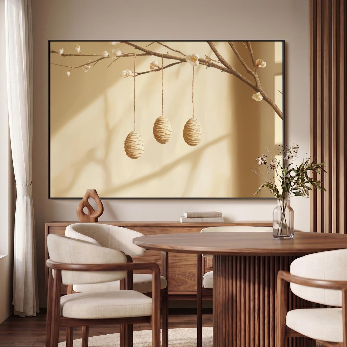 LEINWAND Bilder mit Rahmen - Beige - Osterkuchen - Eier - 150x100 - Beige, Textil (150/100cm) - MuchoWow