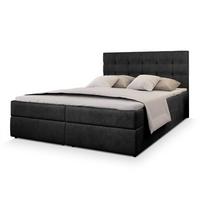BOXBETT GLOS M 160x200 cm mit Matratze und Topper, H2+H3 - Schwarz - Schwarz, Holz (160/200cm) - MASSENO