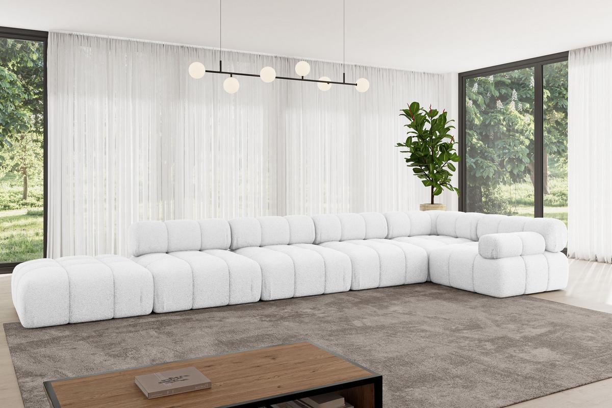 ECKSOFA modulares Sofa Felto-L3 - 475x190x70 cm Weiß Bouclé - Weiß, Holzwerkstoff/Textil (475/190cm) - ALTDECOR
