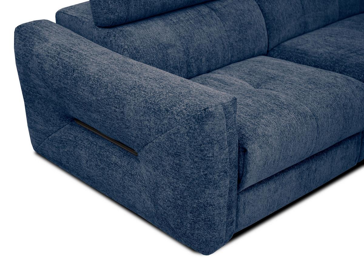 ECKSOFA CALVERA 5-Sitzer mit 1 Relaxfunktion, dunkelblau - Schwarz/Dunkelblau, Holzwerkstoff/Textil (297/239cm) - Wozimo