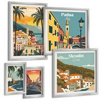 BILDER SET 5er Set - 50x50 cm & 20x30 cm & 40x60 cm Silberner Rahmen - Retro-Stadtansichten Sedona Sintra - Silberfarben, Kunststoff (40/60cm) - TULUP