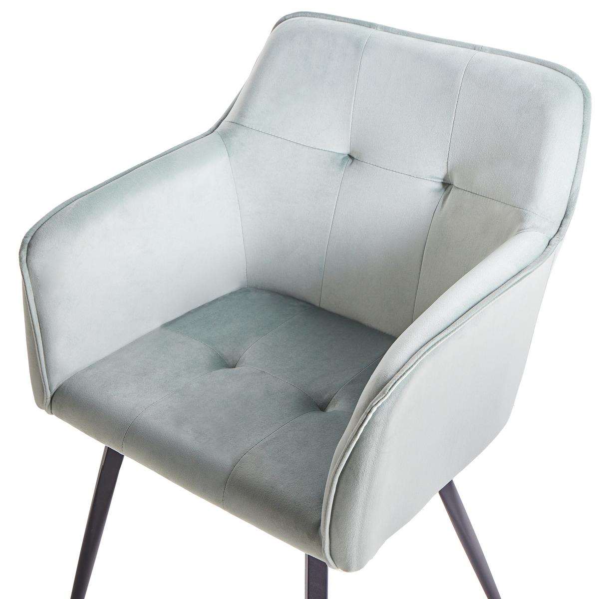 ESSZIMMERSTUHL 2er-Set Samtstoff Mintgrün Jasmin - Grün, Textil/Metall (60/84/49cm) - Beliani