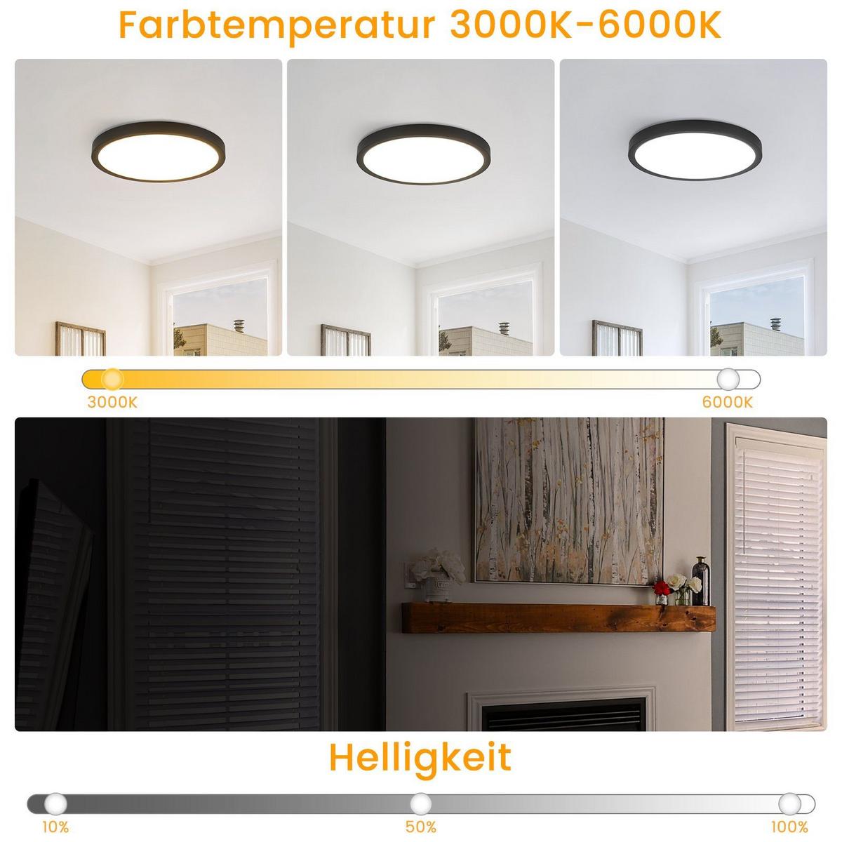 LED-DECKENLEUCHTE Buch 30 cm - Schwarz, Kunststoff (30/30/2.5cm) - Nettlife