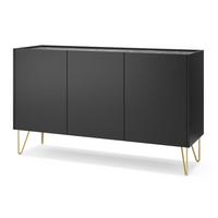 SIDEBOARD ARMONIA 144/83/37 cm mit 3 Türen Schwarz - Schwarz, Holzwerkstoff (144/83/37cm) - MASSENO