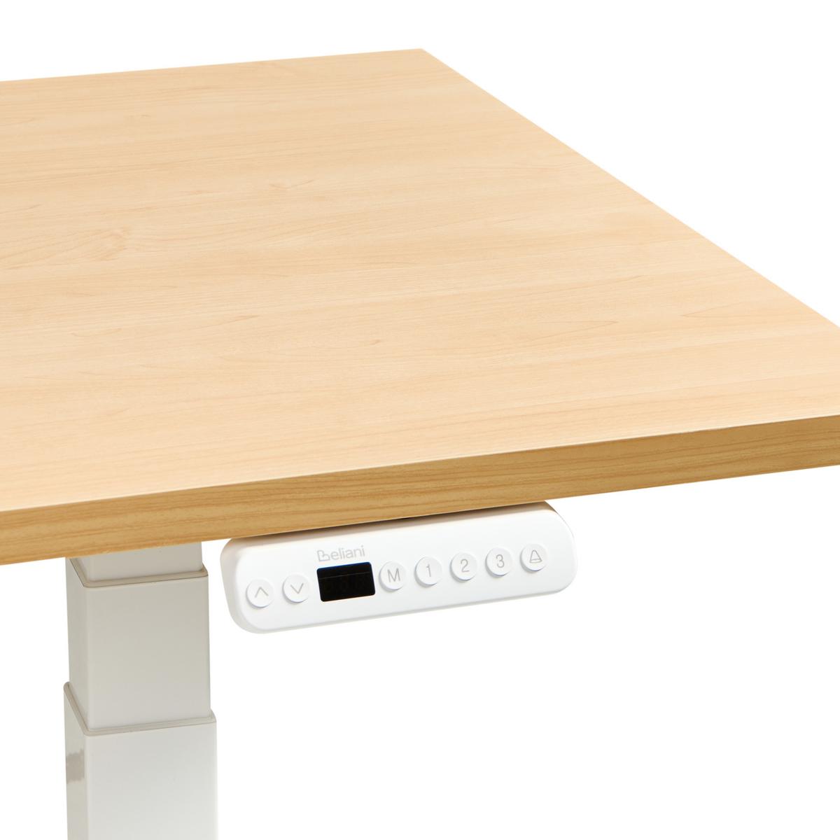 SCHREIBTISCH elektrisch höhenverstellbar 120/72 cm Hellbraun/Weiß Destines - Hellbraun/Braun, Holzwerkstoff/Metall (72/120/63cm) - Beliani