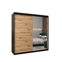 SCHWEBETÜRENSCHRANK 200/200/62 2-türig - Silberfarben/Schwarz, Holz/Kunststoff (200/200/62cm) - MÖBEL KRYSPOL