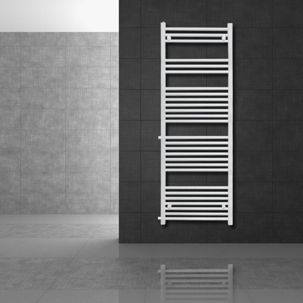 BADHEIZKÖRPER Sahara 500x1600 mm Weiß gerade mit Thermostatventil Set - Weiß, Metall (50/160/3cm) - LuxeBath