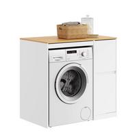 WASCHMASCHINENSCHRANK mit Wäschekorb Weiß 100x60x95 cm - Weiß, Holzwerkstoff (100/95/60cm) - SoBuy