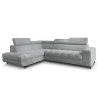 ECKSOFA MORIVA Q L-S Hellgrau Boucle-Stoff mit Schlaffunktion - Hellgrau, Holzwerkstoff/Textil (253/190cm) - MASSENO