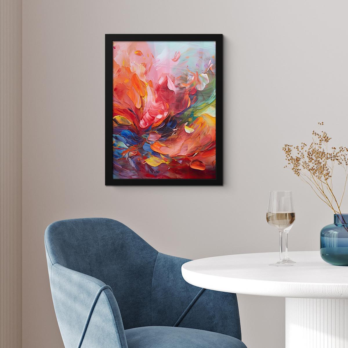 POSTER MIT RAHMEN Ölgemälde - Kunst - Abstrakt - Farbenfroh Bilderrahmen 30x40 cm - Altrosa, Papier (30/40cm) - MuchoWow