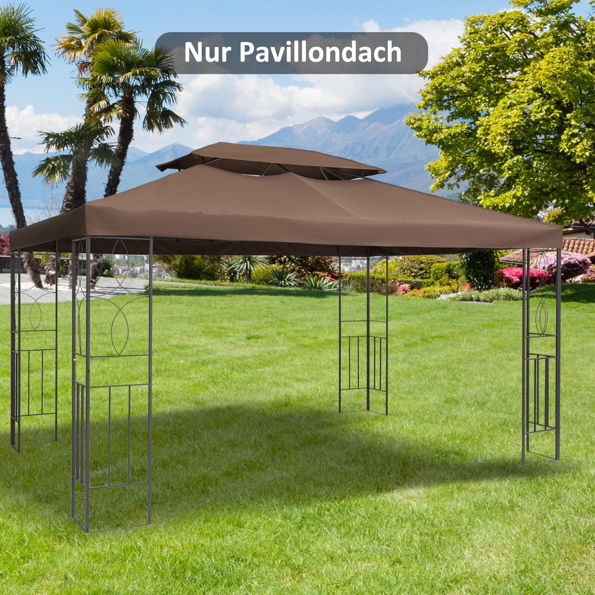 PAVILLONDACH, Polyester, Kaffee - Braun, Kunststoff (300/20/400cm) - Outsunny