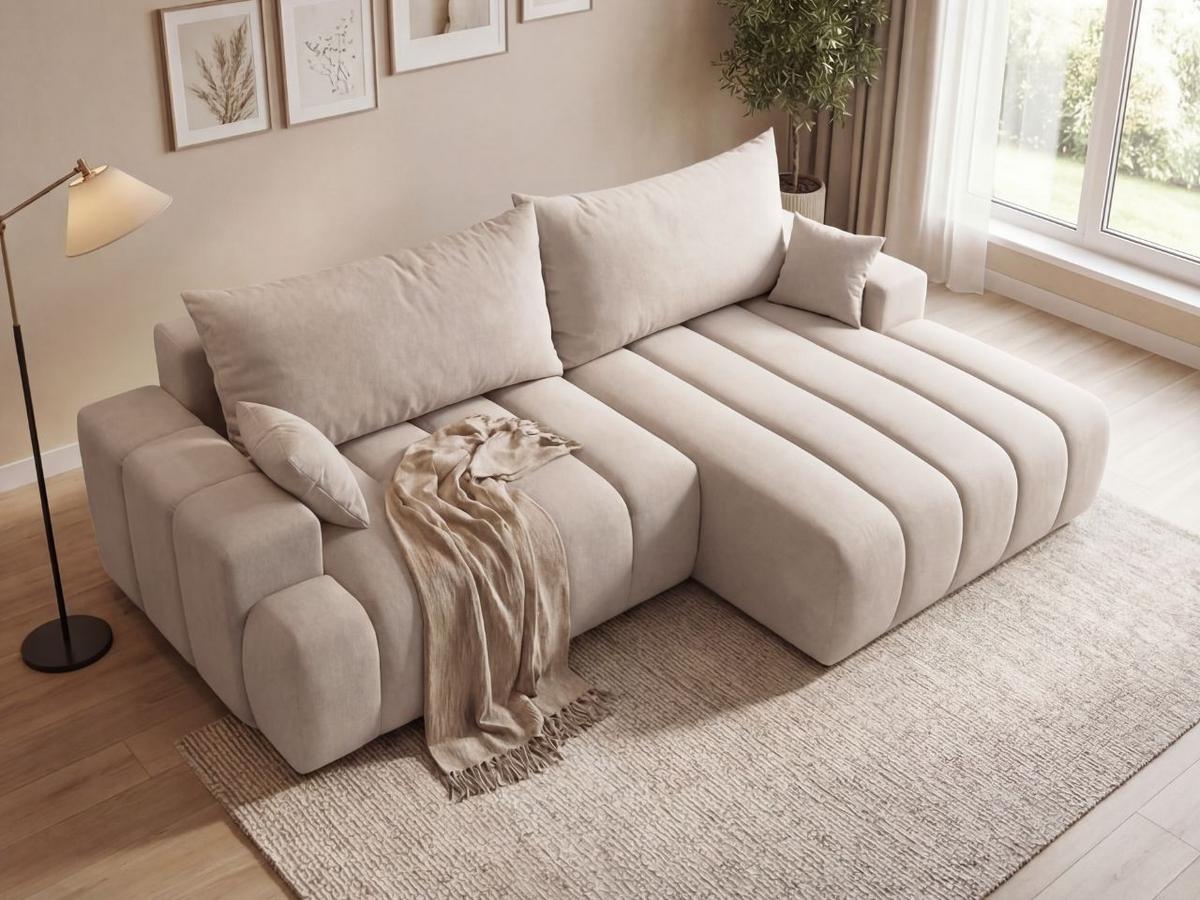 ECKSOFA Caleo Creme Rechts - Creme, Holz/Textil (270/170cm) - Graingold