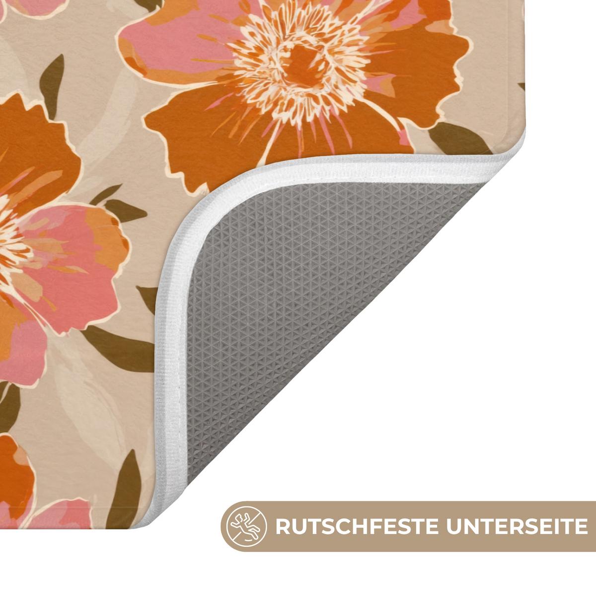 BADEMATTE Blumen - Motiv - Retro 60x40 cm - Multicolor, Textil (60/40cm) - OnlyWow