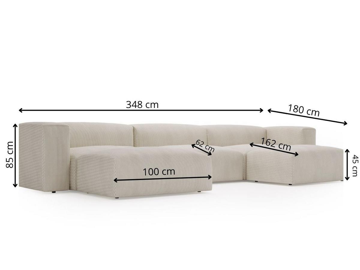 WOHNLANDSCHAFT U Landi Braun - Schwarz/Braun, Kunststoff/Textil (348/85/180cm) - Graingold