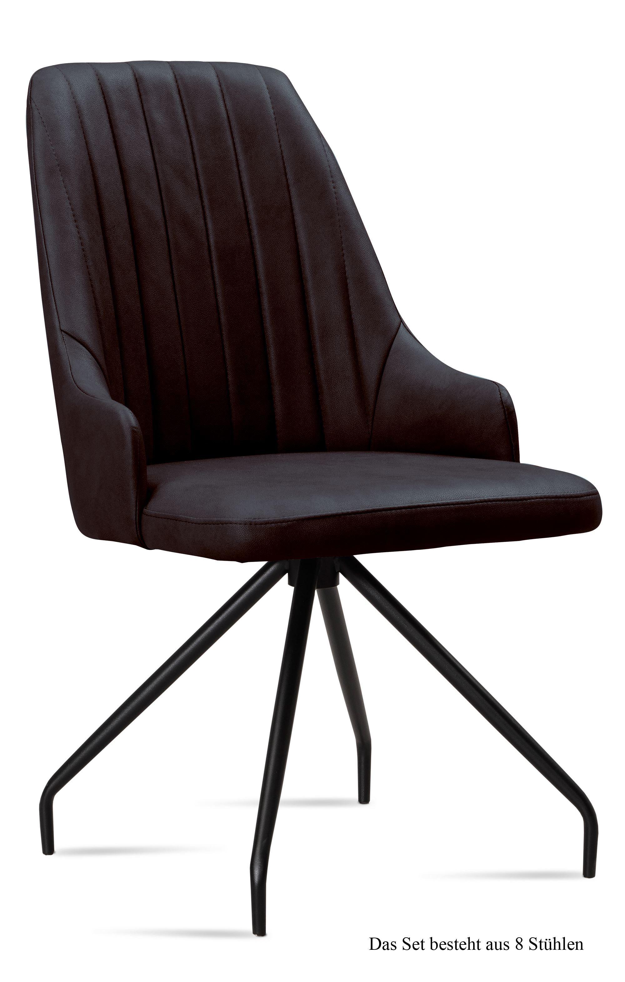 ESSZIMMERSTUHL (8er-Set) Dilara 52x91x60 Schwarz/Espresso - Dunkelbraun/Schwarz, Kunststoff (60/91/52cm) - 58aufmkessel