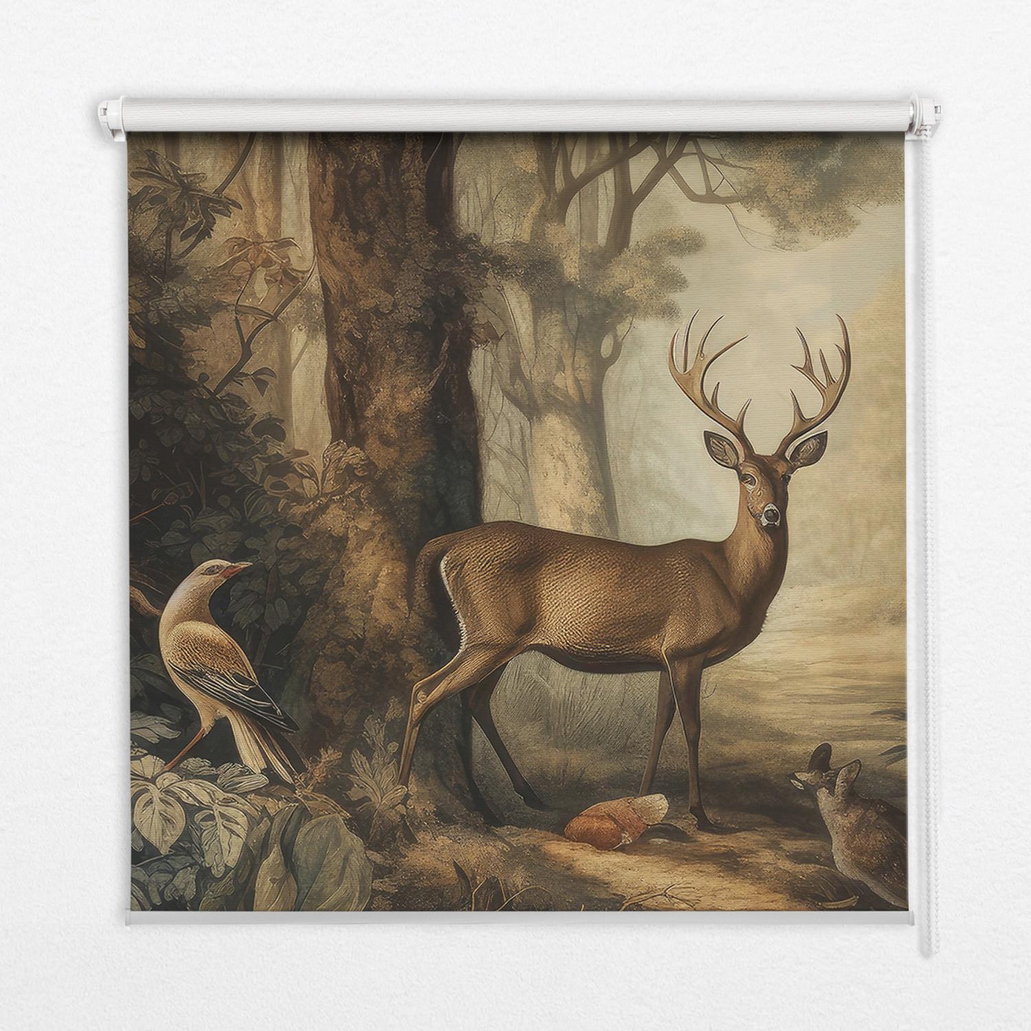 INNENROLLO - Fensterrollo - Rollo - 120x140 cm - Tiere im Wald - Braun, Kunststoff (120/140/0.5cm) - TULUP