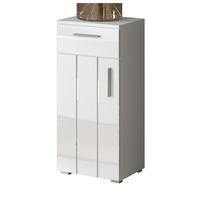 KOMMODE weiß Hochglanz 37 x 83 cm, Badschrank in modernem Design - Weiß Hochglanz/Silberfarben, Holzwerkstoff/Kunststoff (37/83/31cm) - Top.Furn