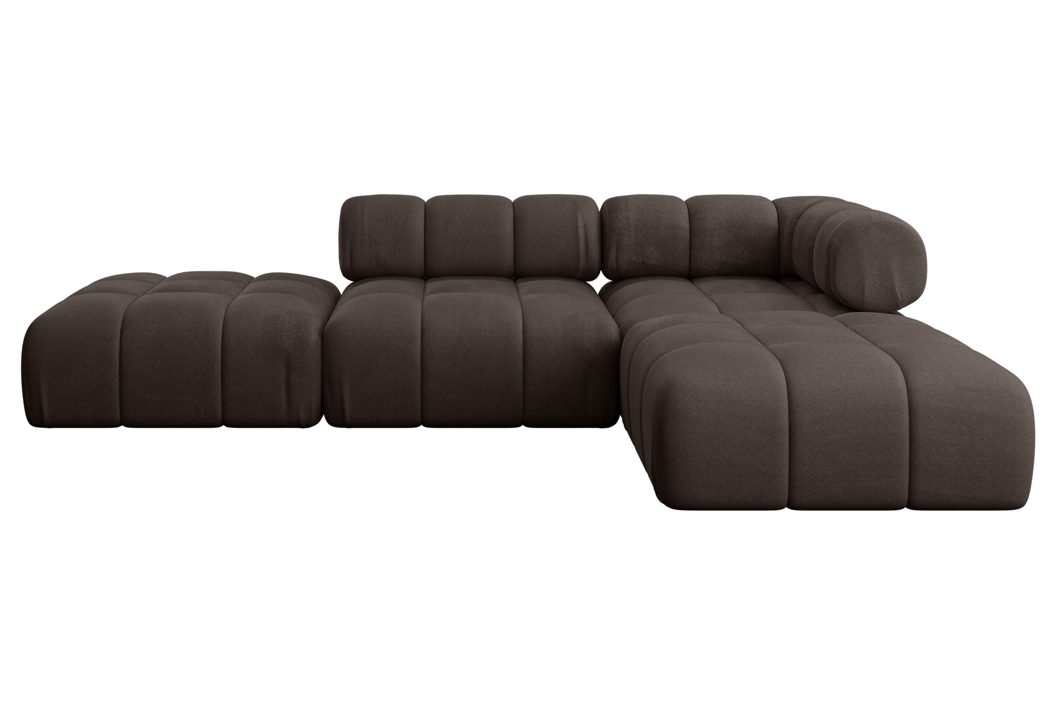 ECKSOFA modulares Sofa Kerru-L1 - 285x190x70 cm Braun Velours - Braun, Holzwerkstoff/Textil (285/190cm) - ALTDECOR