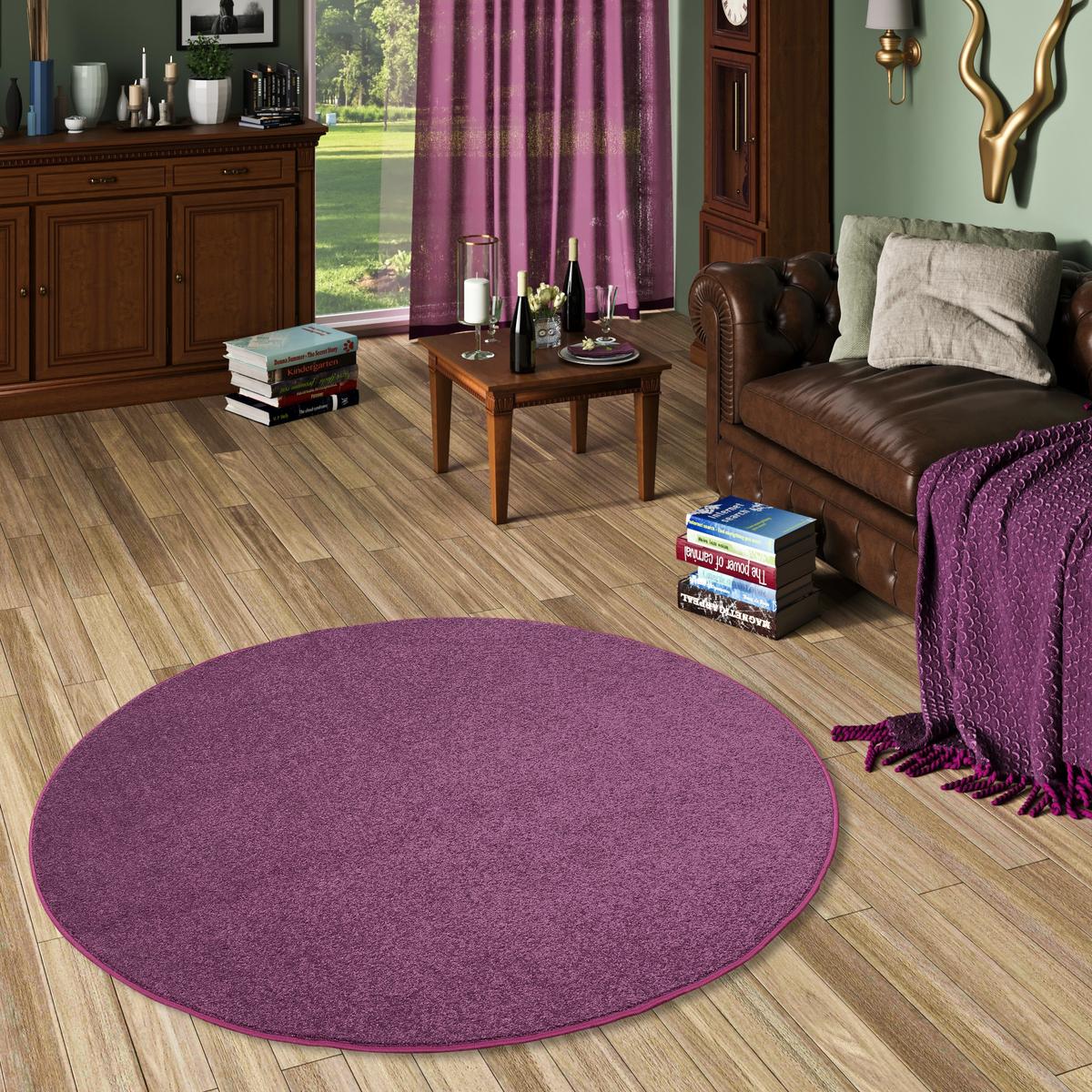 HOCHFLOR VELOURS TEPPICH LUNA RUND - Lila, Textil (100/100cm) - Snapstyle