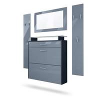 GARDEROBE Malea Fronten in Grau Hochglanz - Grau, Holzwerkstoff (180/180/23cm) - Vladon