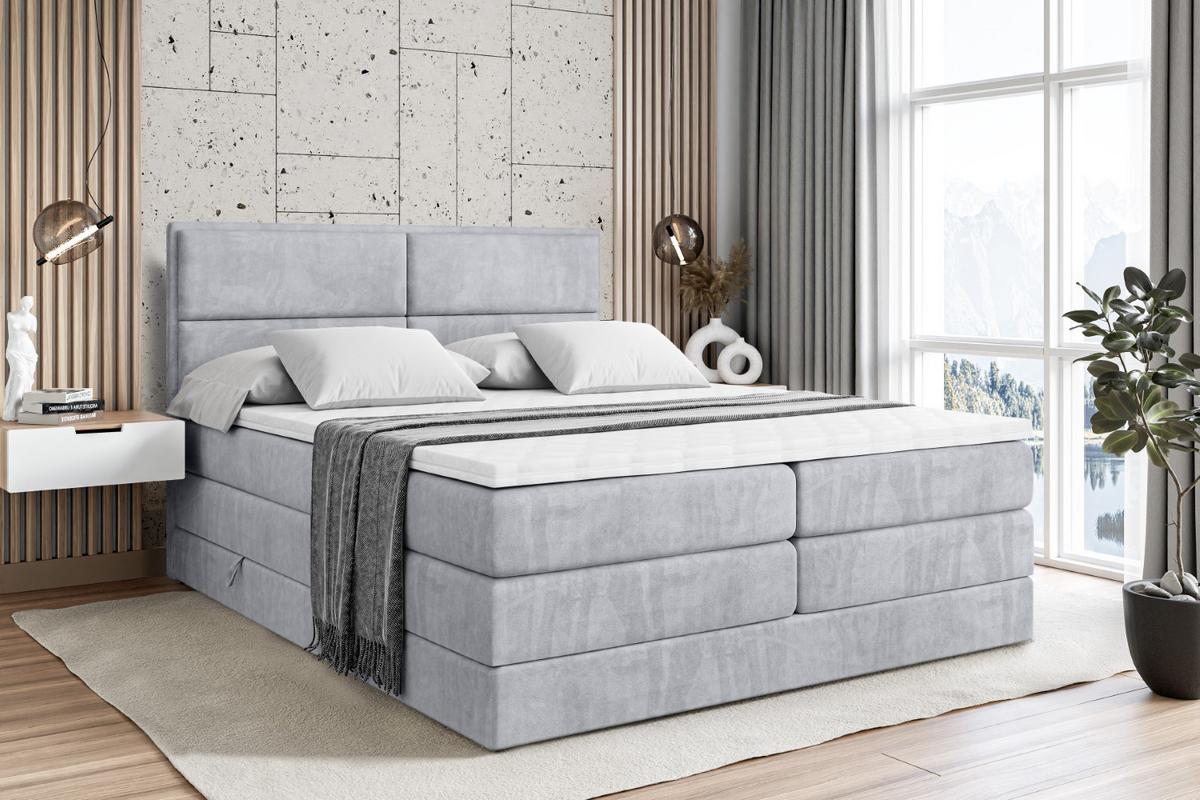 BOXSPRINGBETT AURA KING - 140 x 200 - H3/H4 - Hellgrau - Hellgrau, Holzwerkstoff (140/200cm) - ALTDECOR