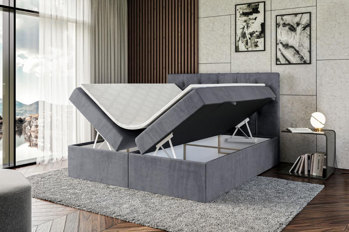 BOXBETT mit Matratze H4 und Lattenrost - MIRAGE - 140x200 - H4 - Dunkelgrau - Dunkelgrau, Holzwerkstoff (140/200cm) - ALTDECOR