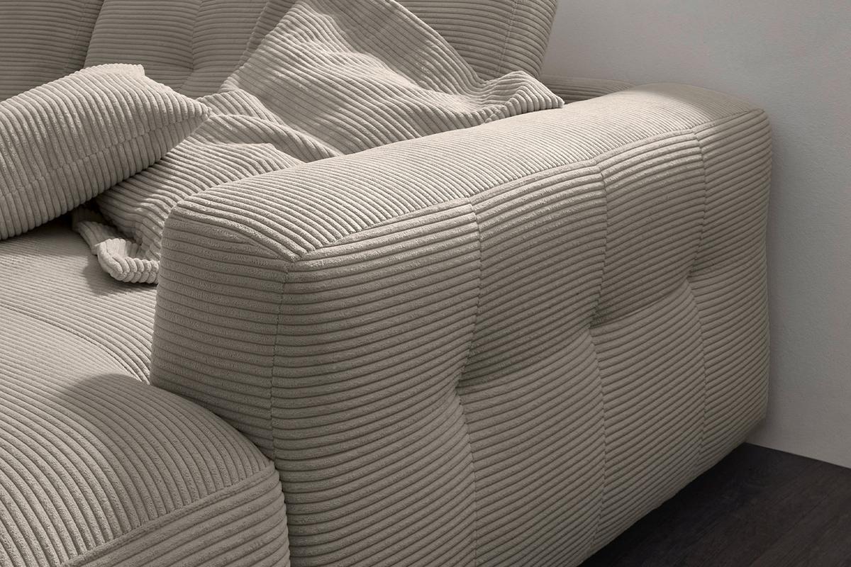ECKSOFA MIKA Steingrau Cord - Schwarz/Grau, Kunststoff/Textil (276/167cm) - KAWOLA