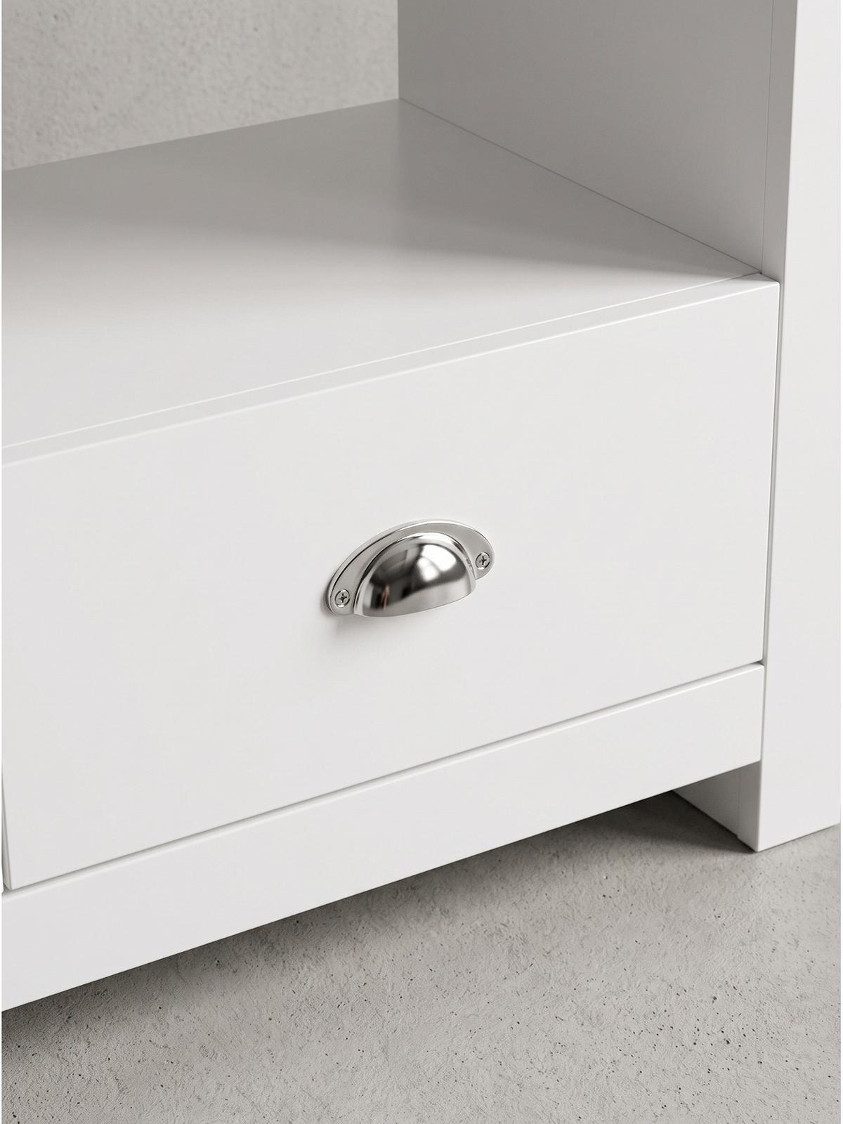 LOWBOARD SIMETO, Spanplatte, mit Stauraum, Weiß, 85 x 39 x 58 cm - Weiß, Holzwerkstoff/Metall (85/58/39cm) - KADIMA DESIGN