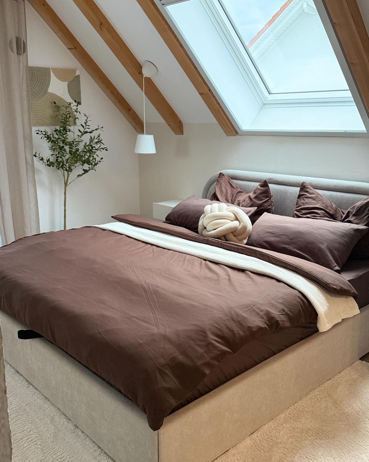 BETT mit Stauraum 180/200 cm Chenillegewebe Hellbeige Quillien - Beige, Textil (180/200cm) - Beliani