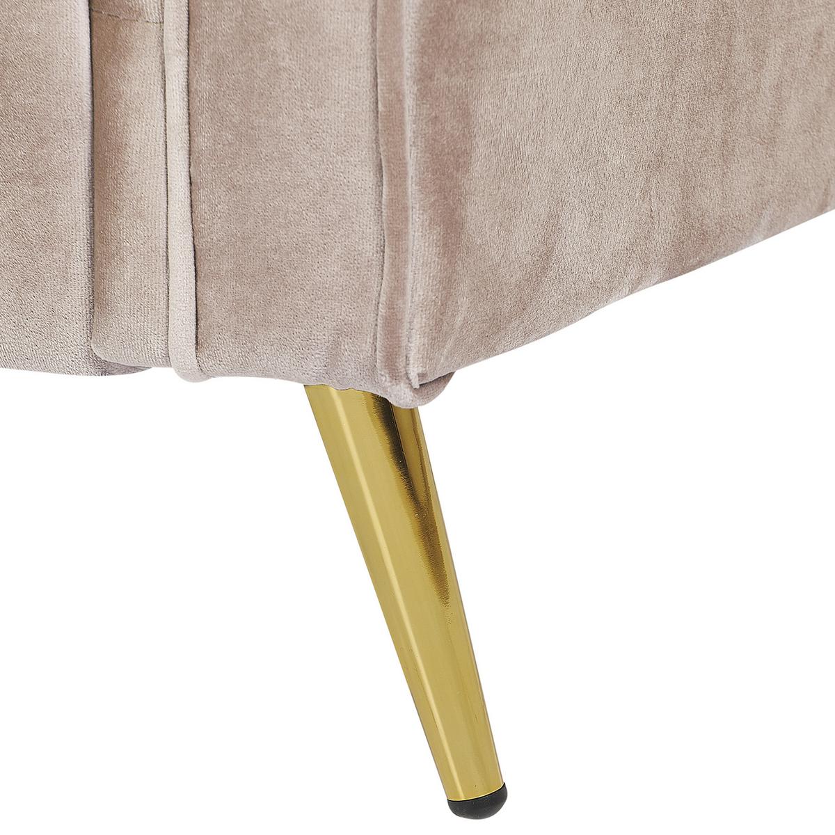 SESSEL Samtstoff Beige Vietas - Beige, Textil/Metall (85/90/67cm) - Beliani