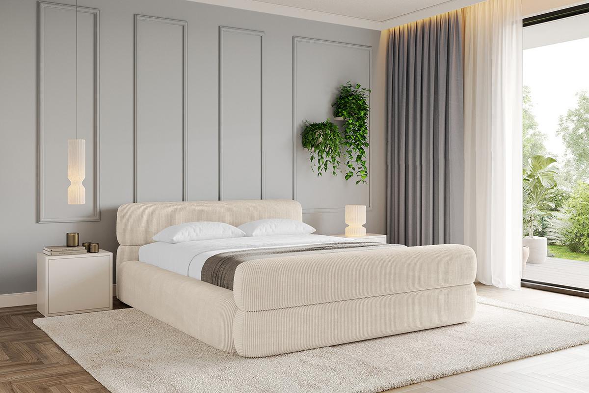 POLSTERBETT mit Bettkasten, Fußteil und Lattenrost, Boxbett mit Matratze H3/H4 - ENORA-Z-V1 180x200 Beige - Creme, Holzwerkstoff/Textil (180/200cm) - ALTDECOR