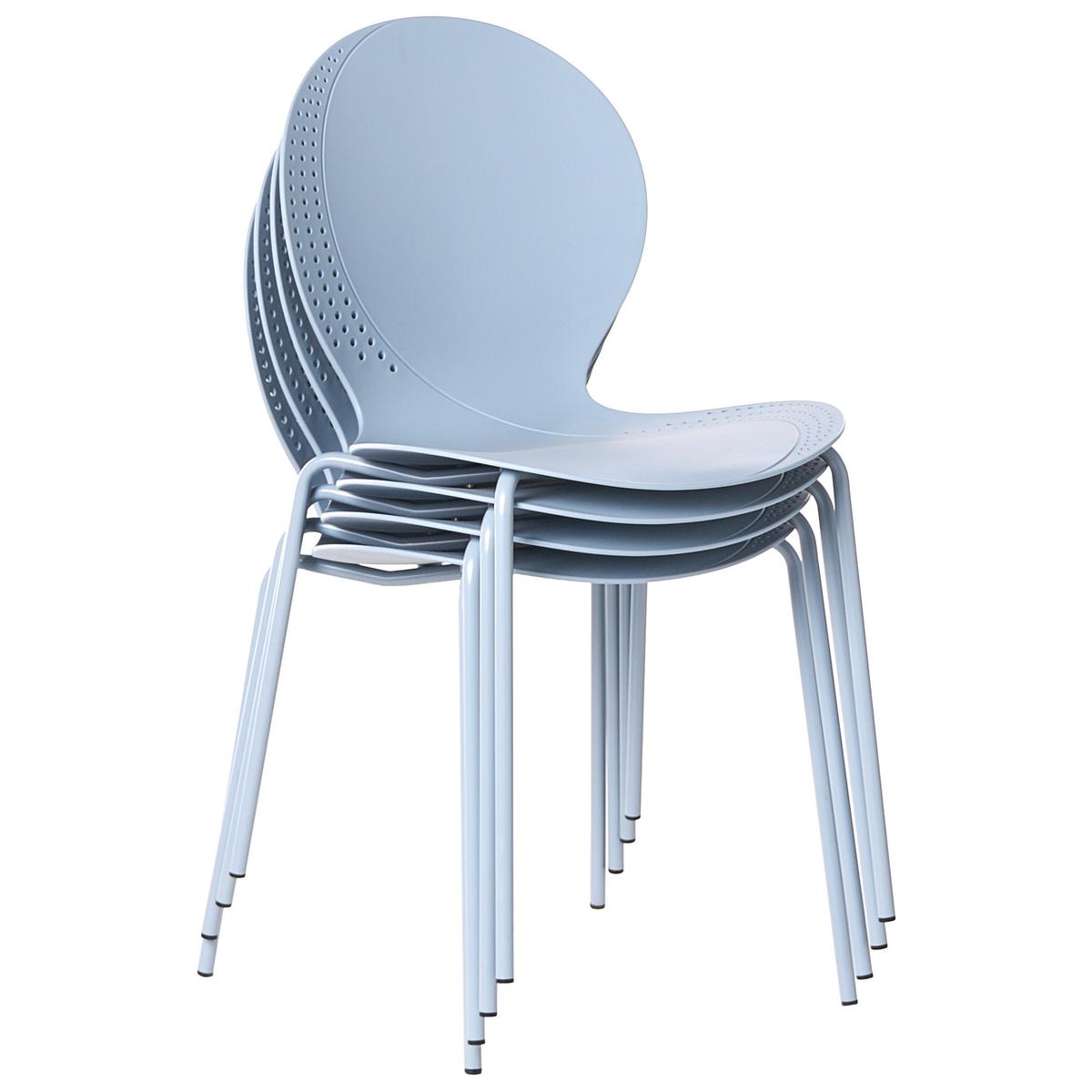 GARTENSTUHL 4er-Set stapelbar Hellblau Milos - Hellblau, Kunststoff (45/80/48cm) - Beliani