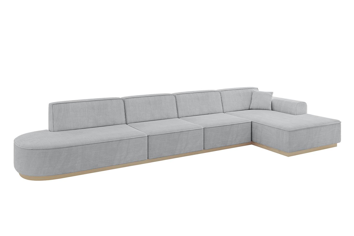 ECKSOFA Ottomane Rechts IREA-L3 - 412x165x80 cm Grau - Grau, Holzwerkstoff/Textil (412/165cm) - ALTDECOR