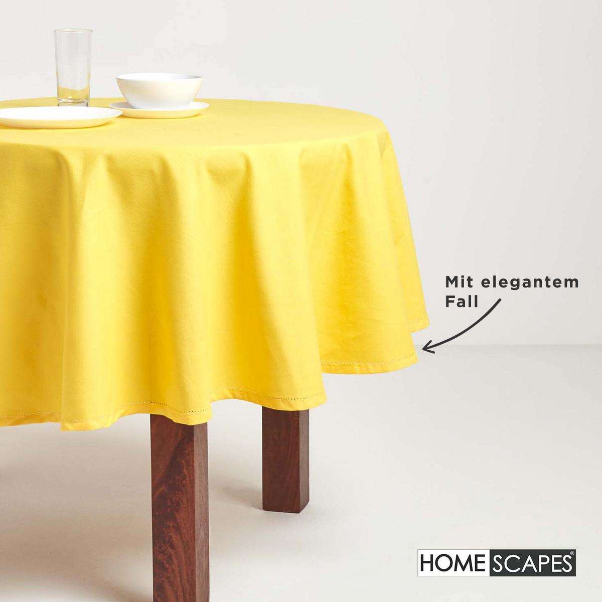 TISCHDECKE gelb rund 178 cm, 100% Baumwolle - Gelb, Textil (178/178cm) - Homescapes