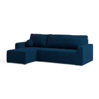 ECKSOFA VOLIRA Blau Plüsch-Stoff mit Schlaffunktion - Blau, Holz (230/143cm) - MASSENO