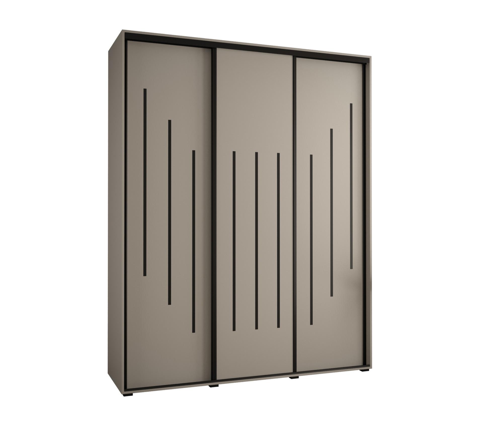 SCHWEBETÜRENSCHRANK 235,2/200/45 3-türig - Kaschmir/Schwarz, Holz/Metall (200/235.2/45cm) - MÖBEL KRYSPOL