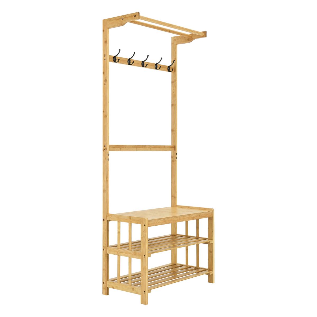 GARDEROBENSTÄNDER Tornio - Naturfarben, Holz (70/168/35cm) - [en.casa]