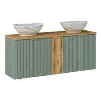 DOPPELWASCHTISCH 140cm Jade Grün und Holz - Grün, Holzwerkstoff (140/57/40cm) - Petits-meubles