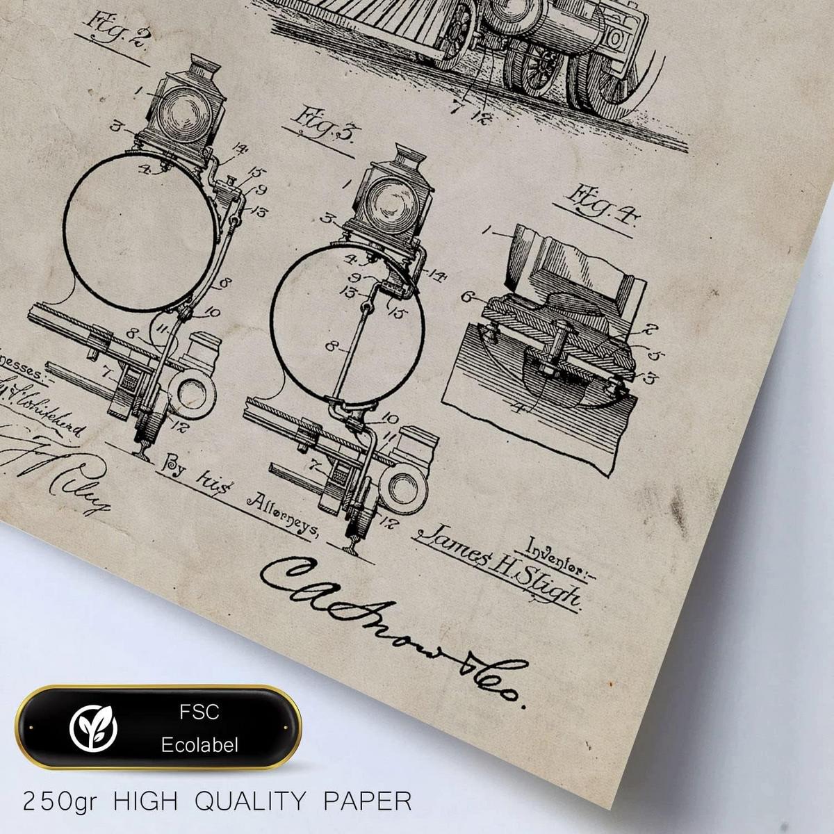 POSTER Set Mit 6 Plakaten Mit Zug Patenten Plakate Mit Retro Patentabbildungen Inneneinrichtung Im Vintage Stil A3 & A4 Rahmenlos - Klar, Papier (29/3cm) - Nacnic