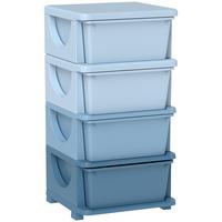 SCHUBLADENSCHRANK für Kinder mit Stauraum Aufbewahrungsboxen vier Ebene - Blau, Kunststoff (37/76/37cm) - HOMCOM