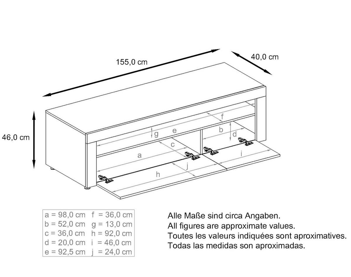 LOWBOARD Valencia Avola-Anthrazit / Avola-Anthrazit - Anthrazit, Holzwerkstoff (155/46/40cm) - Vladon