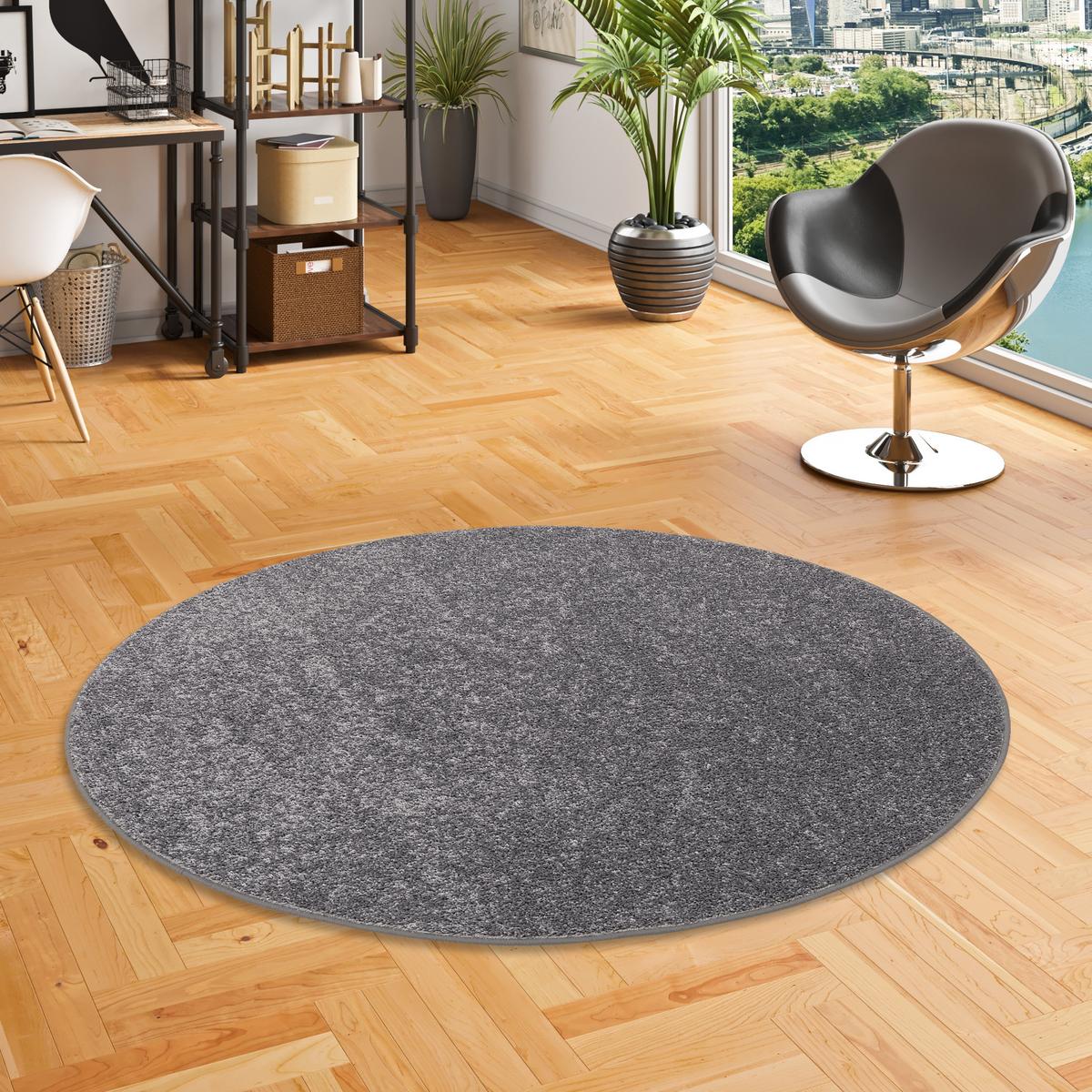 HOCHFLOR VELOURS TEPPICH COTTAGE RUND - Grau, Textil (160/160cm) - Snapstyle