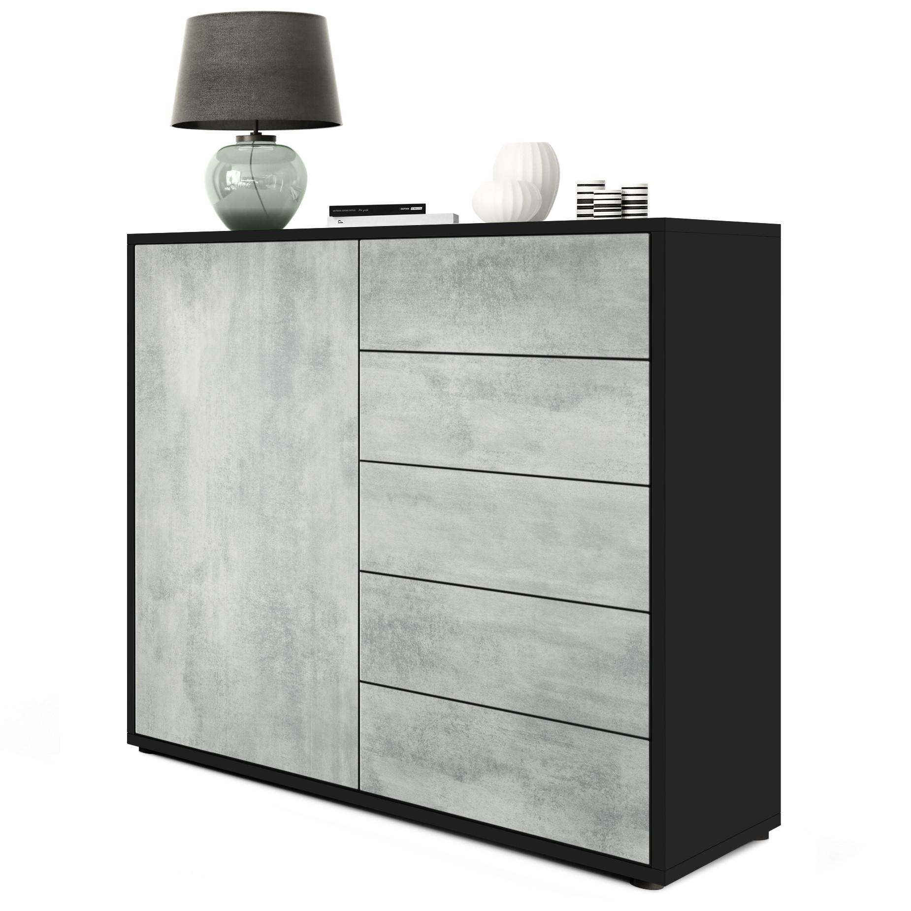 KOMMODE Ben Front in Beton Oxid Optik - Hellgrau, Holzwerkstoff (79/74/36cm) - Vladon