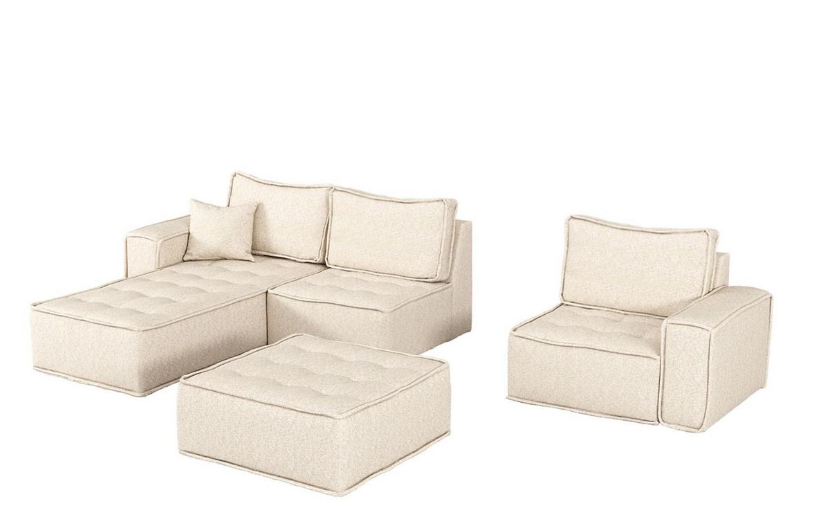 ECKSOFA Sande Xl In Alpine - Beige, Holzwerkstoff/Textil (372/192cm) - Fun Möbel