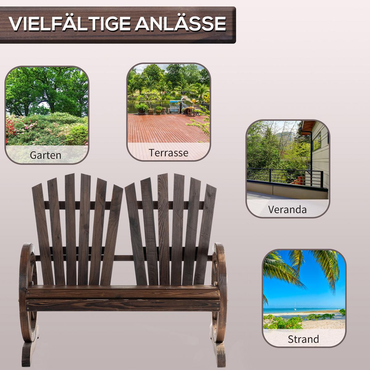 GARTENBANK mit Armlehne Sitzbank Gartenmöbel Massivholz Dunkelbraun - Dunkelbraun, Holz (66/95/108cm) - Outsunny