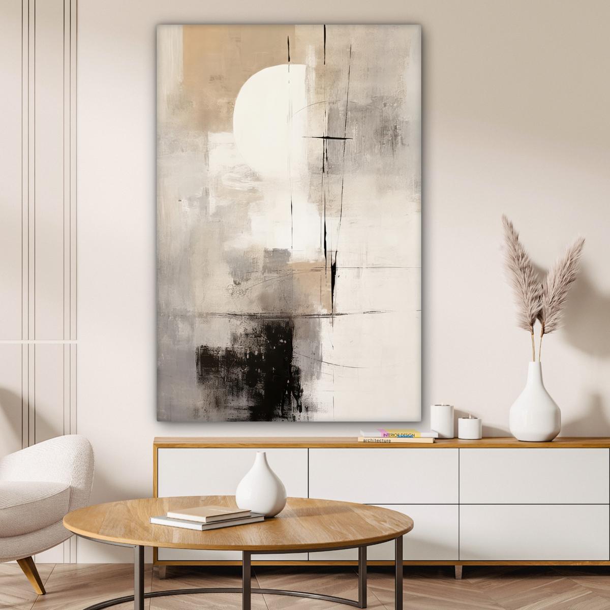 LEINWANDBILD Abstrakt - Kunst - Grau Deko XXL 80x120 cm - Hellgrau, Textil (80/120cm) - MuchoWow
