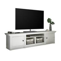 TV-LOWBOARD Weiß Pinie Landhaus, großer TV Unterschrank 194 x 51 cm - Schwarz/Weiß, Holzwerkstoff/Metall (194/51/45cm) - Furn.Design