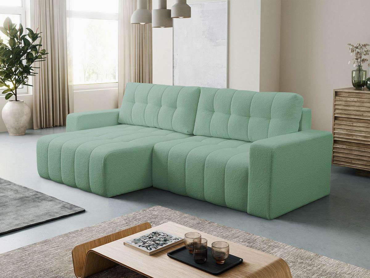 ECKSOFA Masone - Schwarz/Mintgrün, Holz/Kunststoff (245/143cm) - MIRJAN24